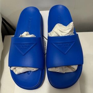 Prada Vibrant Blue Slide Sandals